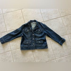 Chicos Platinum Denim Jacket Size 3 - Like New
